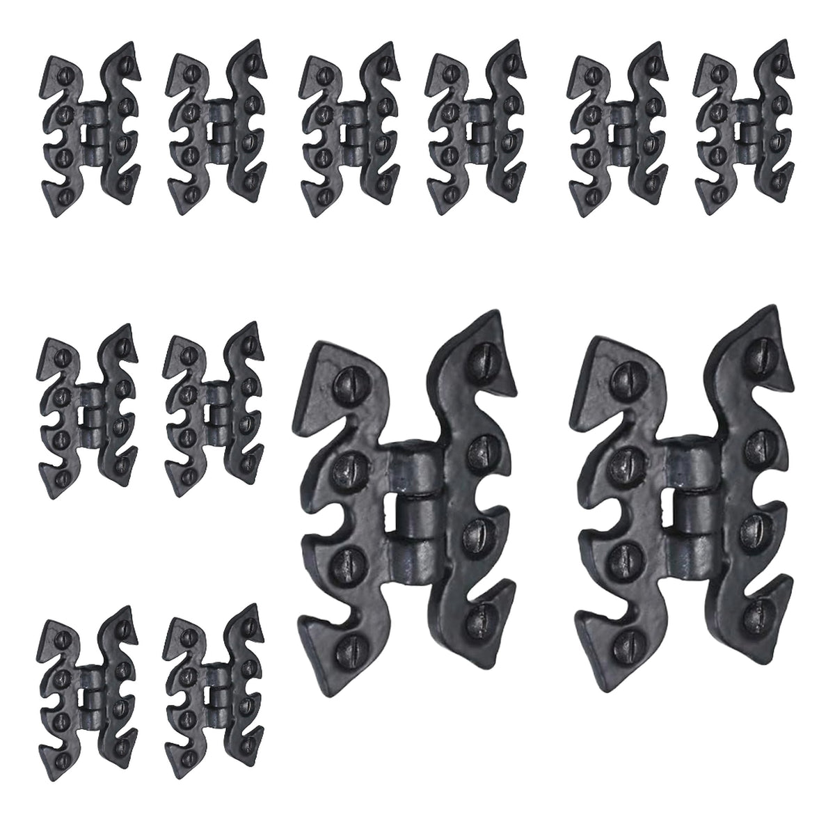 Marketplace JPG companion for Antique Black Cabinet Butterfly Hinges 70mm X 45mm, Cast Iron Snake Cupboard Hinges with Fixings