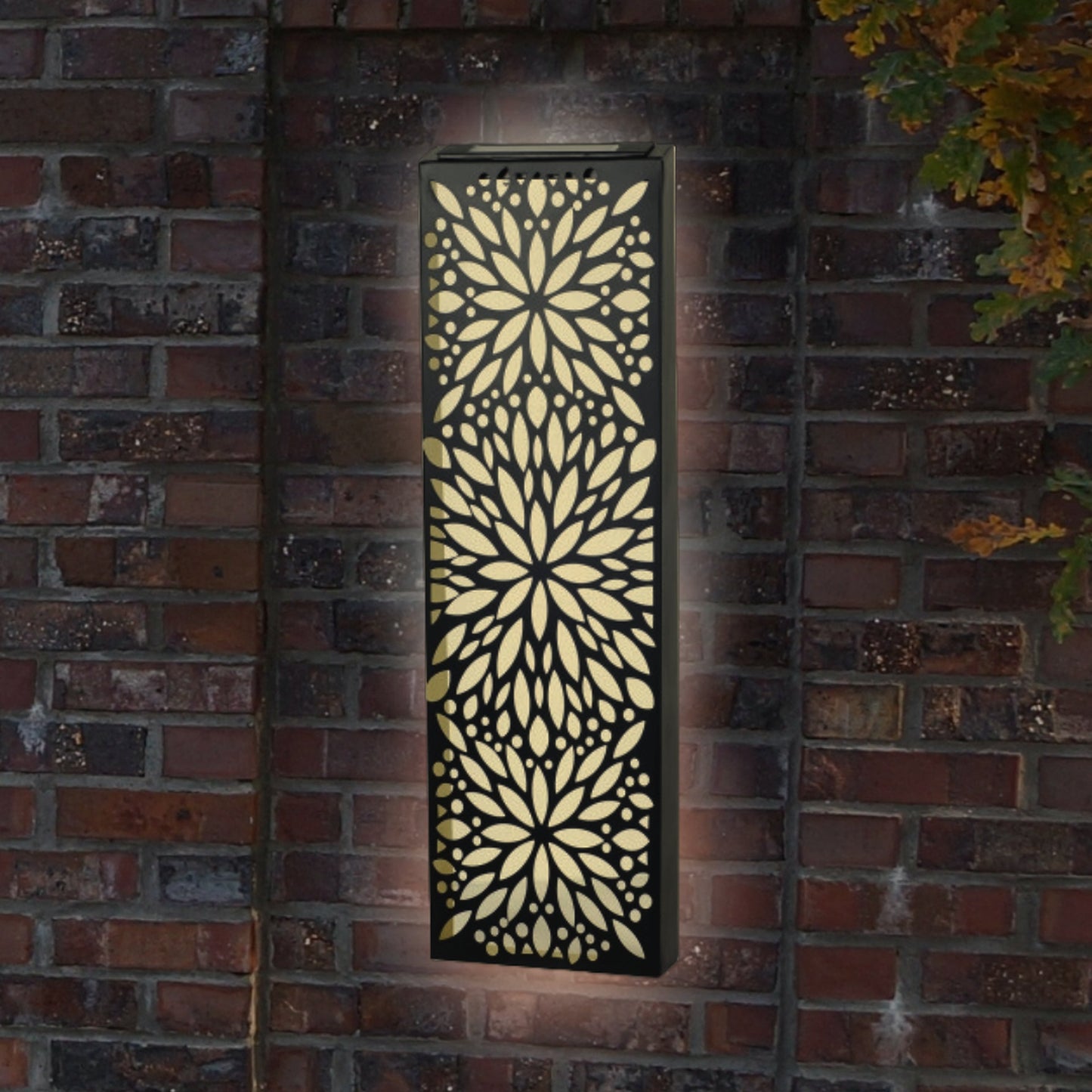Marketplace JPG companion for Metal Abstract Flower Solar Wall Panel - 20cm x 60cm x 5cm