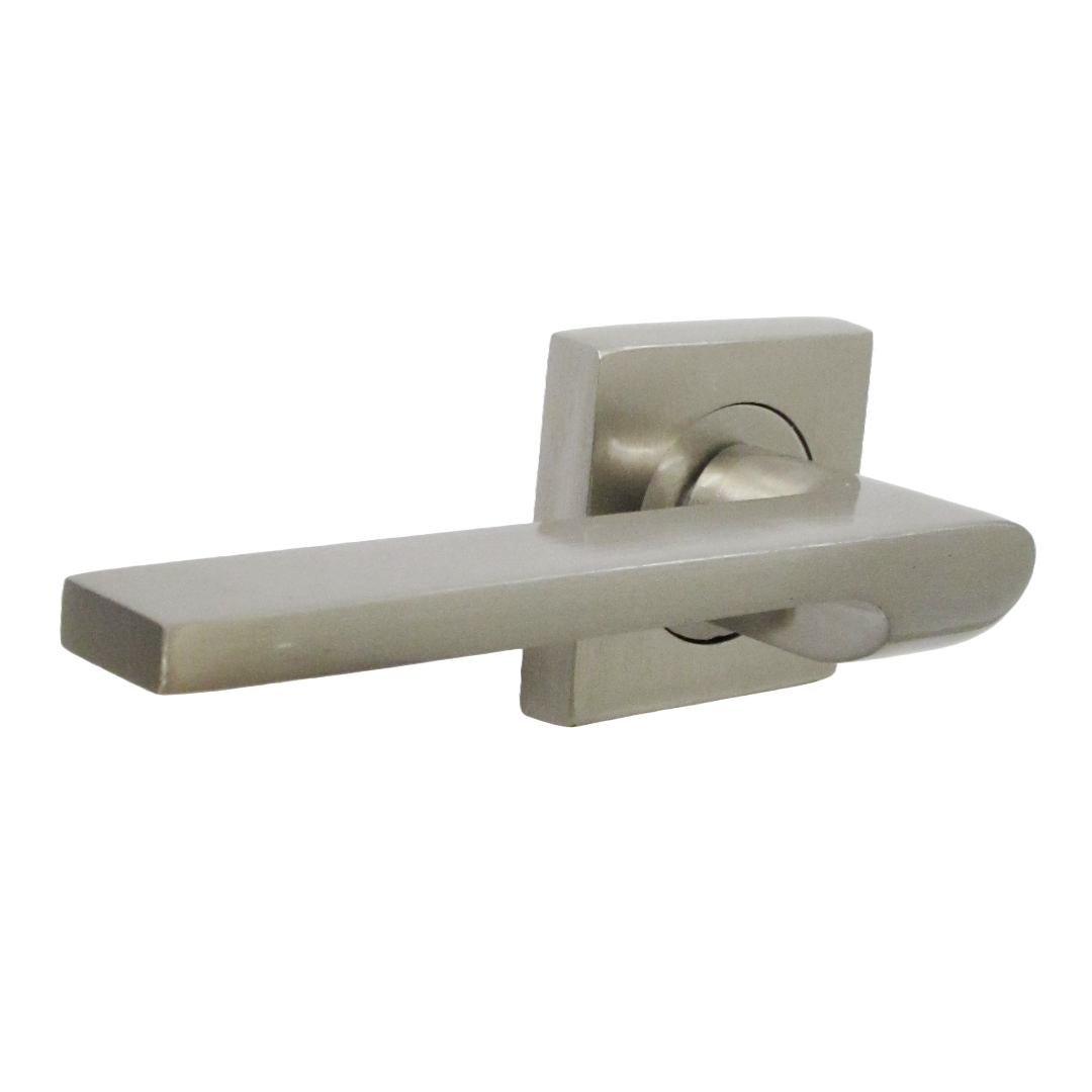 Poignée de porte UNO-2 en nickel satiné, levier moderne sur rosace carrée, poignées intérieures + loquet de 64 mm
