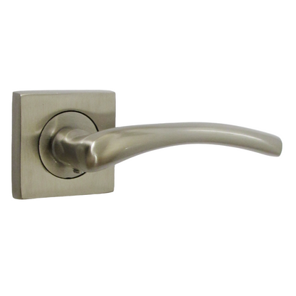 Zena Door Handle Satin Nickel Lever on Square Rose Internal Latch Handles 64mm Latch