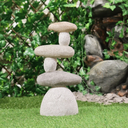 Stone Cairn Resin Sculpture Stack of 6 - Balancing stones Zen Sculpture Garden Decoration - Peace Spa Ornament