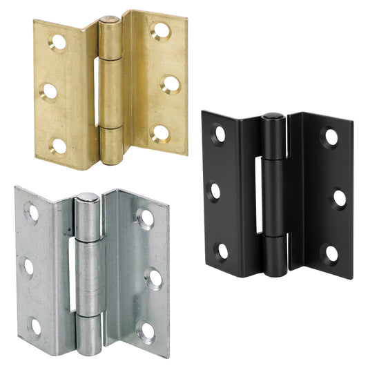 Stormproof 63mm Cranked Hinges - Zinc Plated Brass Black Timber Window Caravan Shut