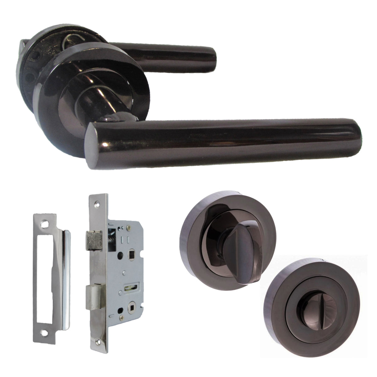 Marketplace JPG companion for Door Handles T Bar Straight Lever on Rose Thumb Turn & Lock - Black Nickel