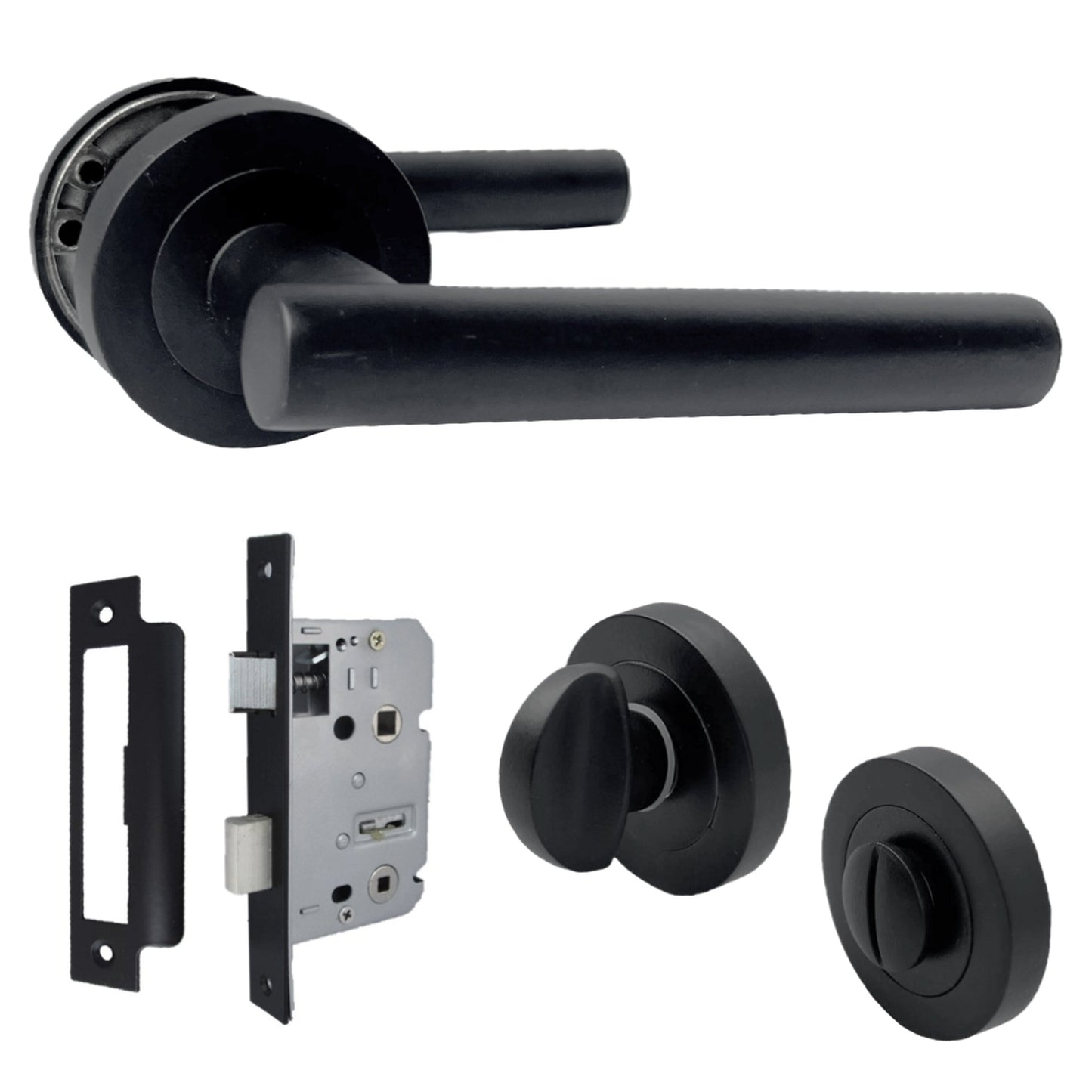 Marketplace JPG companion for Door Handles T Bar Straight Lever on Rose Bath Thumb Turn & Lock - Matt Black