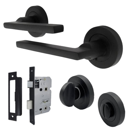 Marketplace JPG companion for UNO Door Handle Bathroom Set Modern Matt Black Lever on Rose Internal Thumb Turn