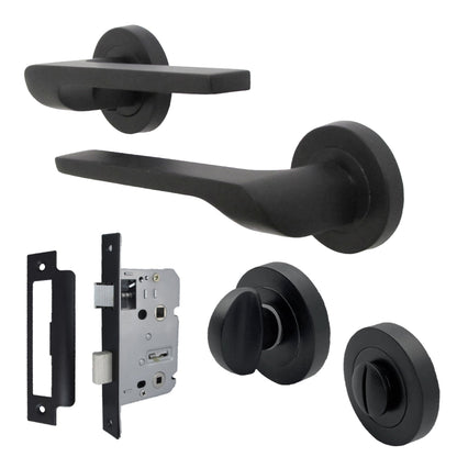 Marketplace JPG companion for UNO-2 Door Handle Bathroom Set Modern Matt Black Lever on Rose Internal Thumb Turn