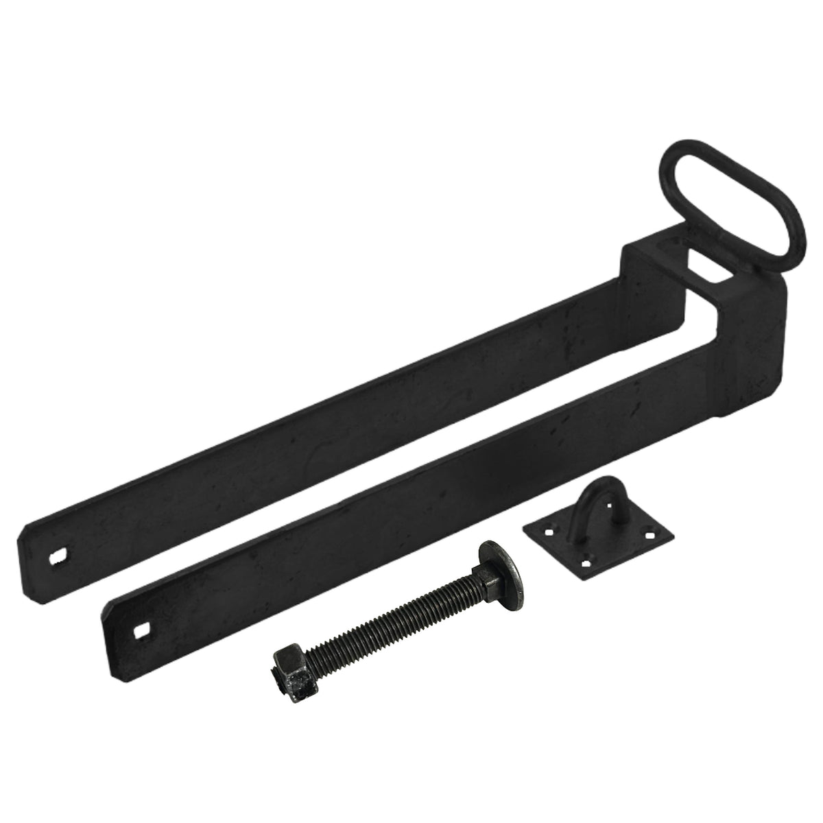Marketplace JPG companion for Throw Over Loop Security Gate Latch 18" Heavy Duty Black 3" with Lifting Handle