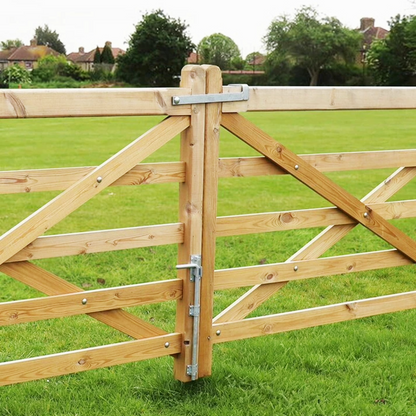 Double Gate Fastener Set Galvanised 18″ Drop Bolt 14″ Throw Over Loop Latch and Fixings