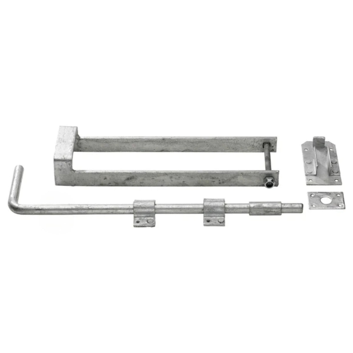 Marketplace JPG companion for Double Gate Fastener Set Galvanised 18′′ Drop Bolt 14′′ Throw Over Loop Latch and Fixings - 76mm/18"/14"