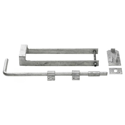 Marketplace JPG companion for Double Gate Fastener Set Galvanised 18′′ Drop Bolt 14′′ Throw Over Loop Latch and Fixings - 76mm/18"/14"