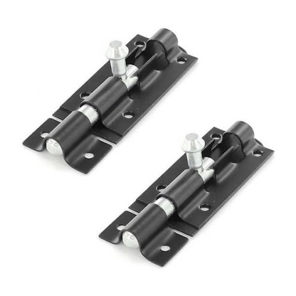 Black Aluminium Tower Bolt Gate Door Shed Latch Locks â€“ 2 Pack â€“ Size: 4"