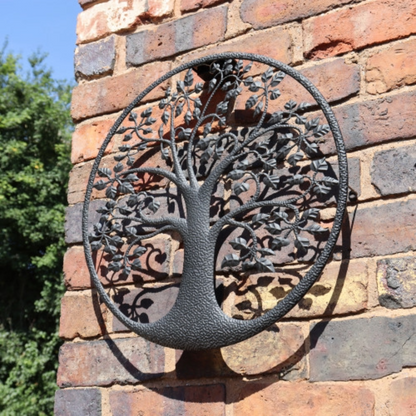 Solar Backlit Tree of Life Silhouette Wall Art - Outdoor Metal Garden Decor