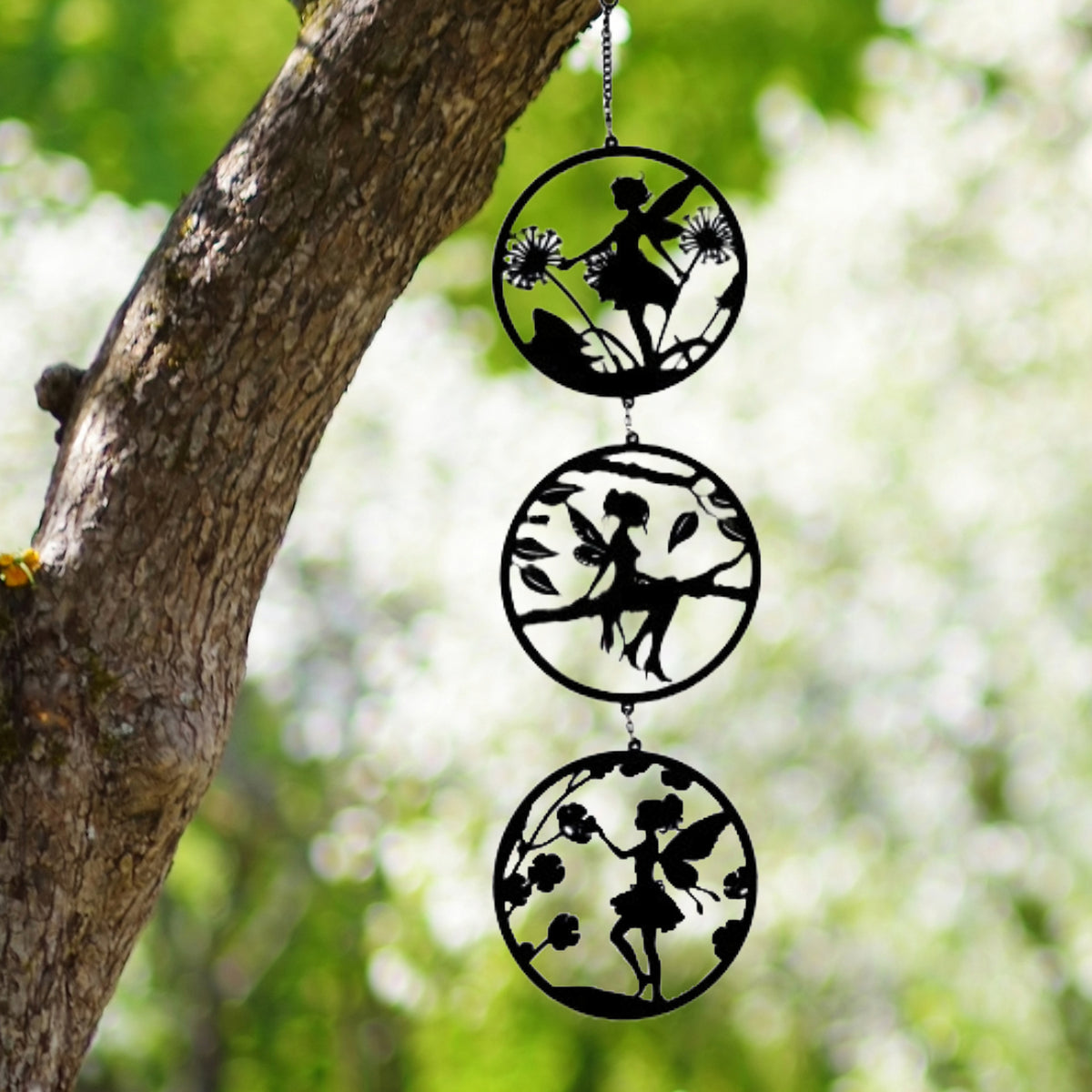 Tesco JPG version for Fairy Hanging Silhouette Trio Spinner - Metal Black - 60cm x 15cm