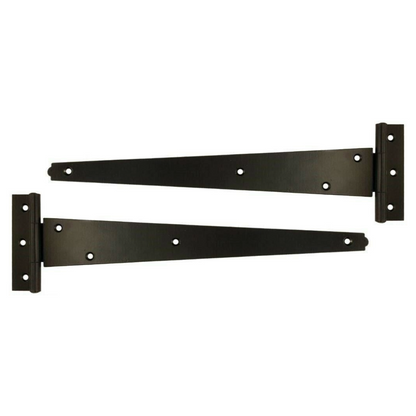 Black Tee Hinge Steel Pair 8/10/12/14/16/18/24" Medium Duty T Hinge, Pack of 2