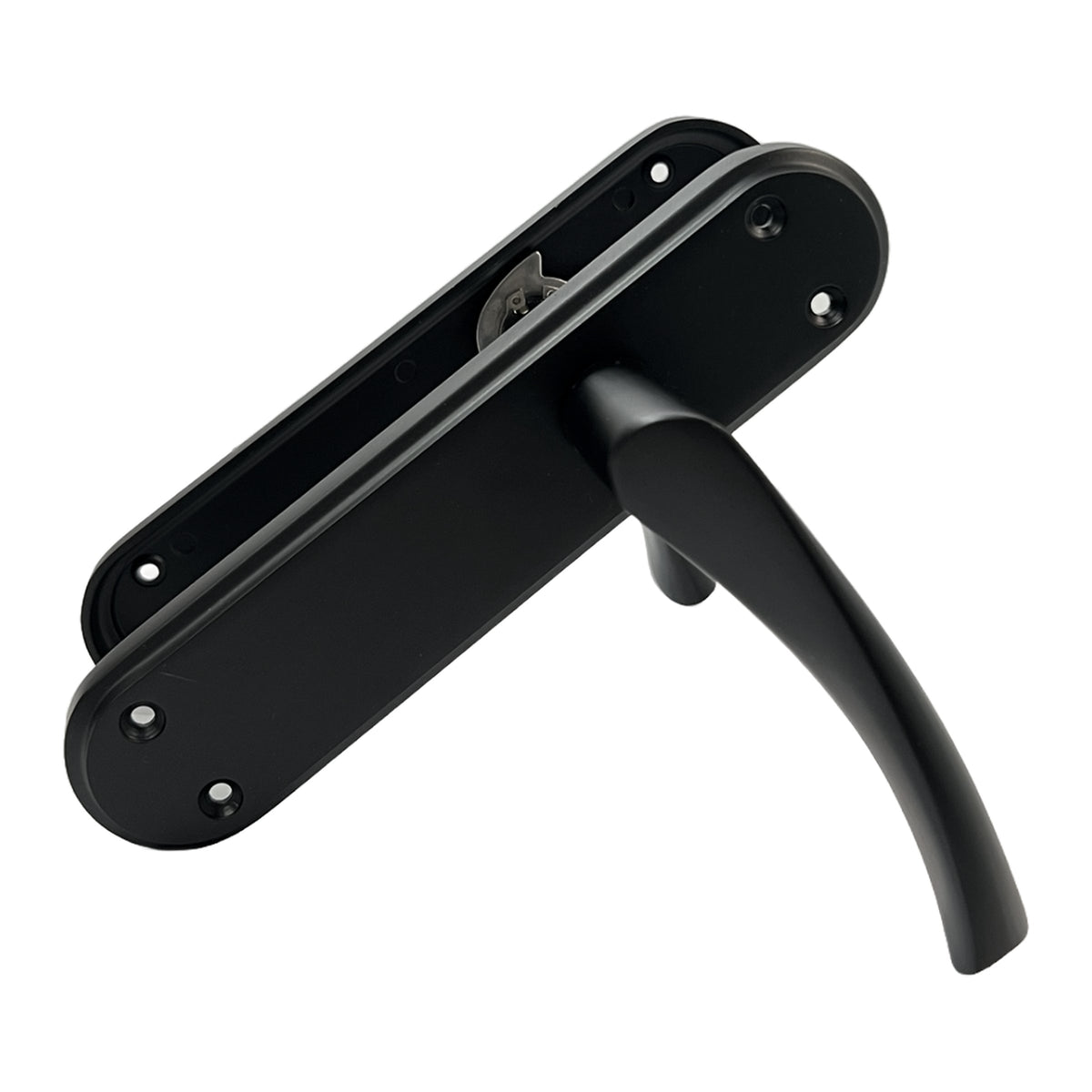 Marketplace JPG companion for Genova Door Handles Matt Black Twist Lever Latch on Modern Marina Backplate