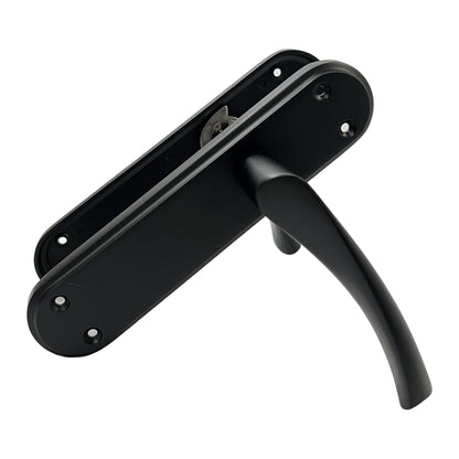 Marketplace JPG companion for Genova Door Handles Matt Black Twist Lever Latch on Modern Marina Backplate