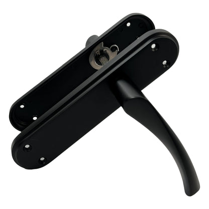 Marketplace JPG companion for Genova Door Handles Matt Black Twist Lever Latch on Modern Marina Backplate