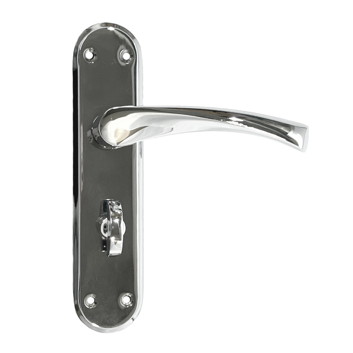 Marketplace JPG companion for Genova Door Handles Polished Chrome Twist Lever Bathroom Lock on Modern Marina Backplate