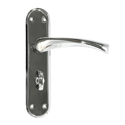Marketplace JPG companion for Genova Door Handles Polished Chrome Twist Lever Bathroom Lock on Modern Marina Backplate
