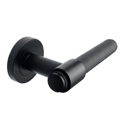 Marketplace JPG companion for Knurled Door Handles Matt Black Loop & Neck Lever on Round Rose Latch Handle Luxe