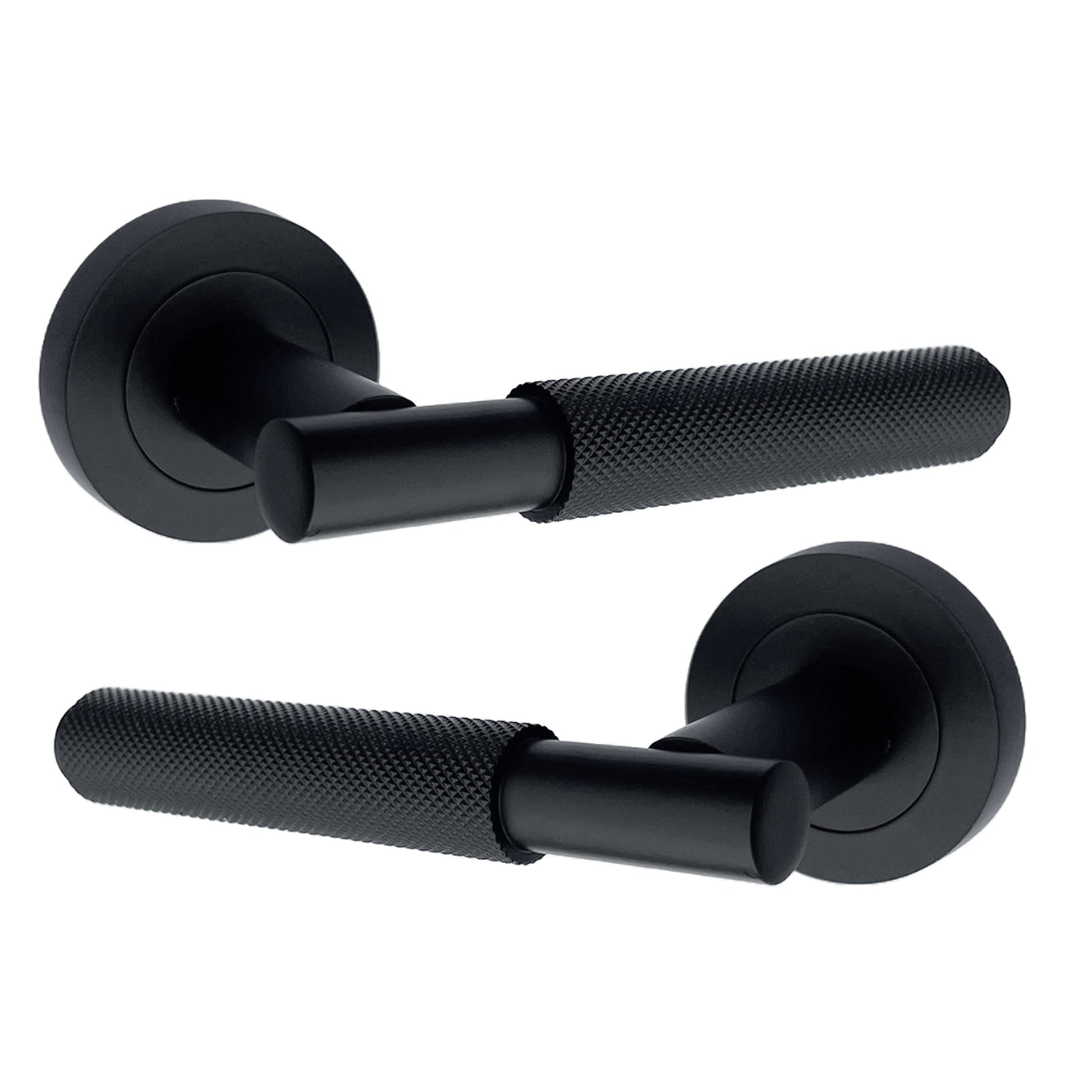 Marketplace JPG companion for Knurled Turning Door Handles Matt Black Lever on Round Rose Latch Handle Luxe