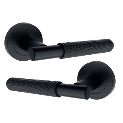Marketplace JPG companion for Knurled Turning Door Handles Matt Black Lever on Round Rose Latch Handle Luxe