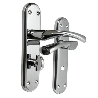 Marketplace JPG companion for Genova Door Handles Polished Chrome Twist Lever Bathroom Lock on Modern Marina Backplate