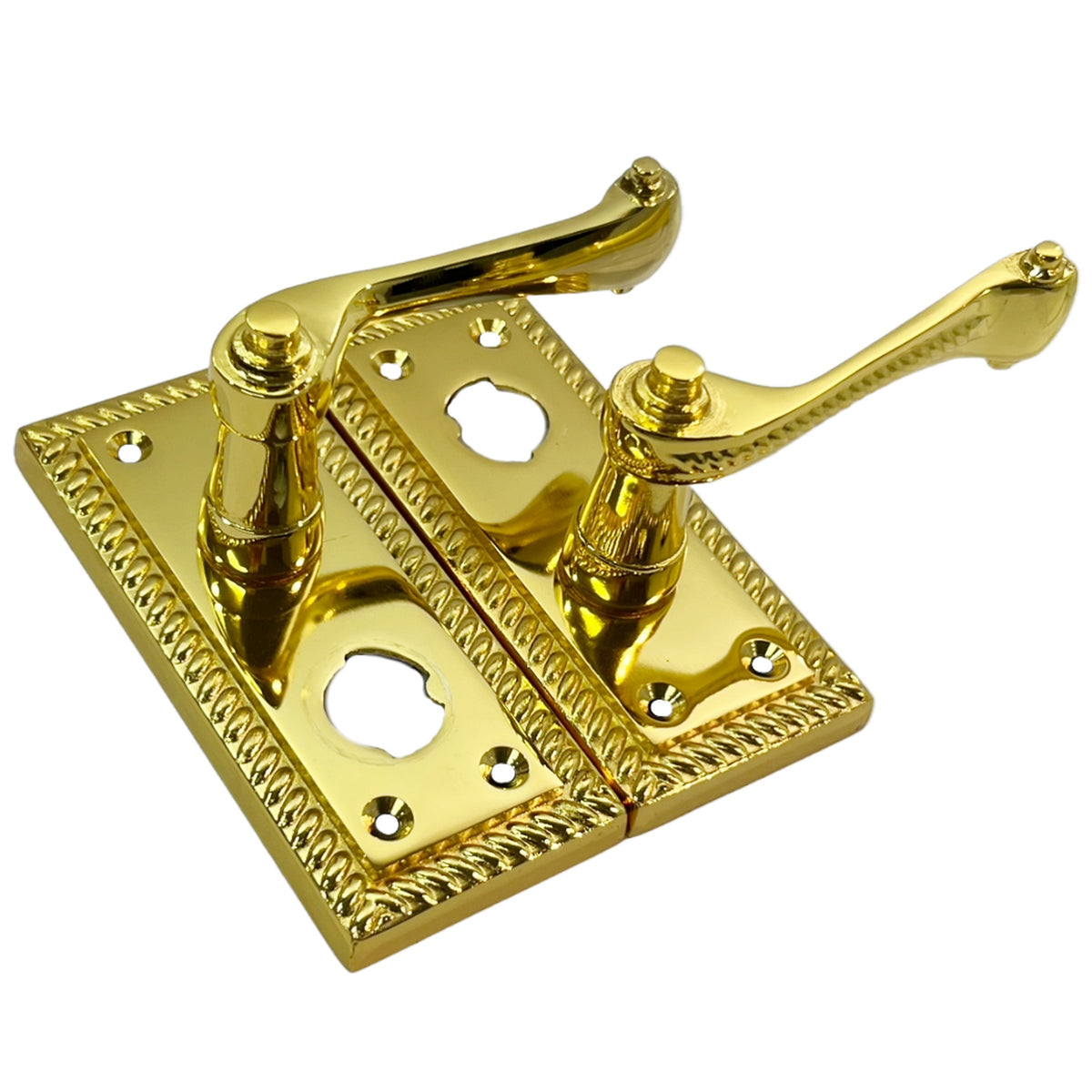 Marketplace JPG companion for Georgian Door Handles Privacy WC Bathroom Brass 108mm X 48mm Scroll Lever - 10mm