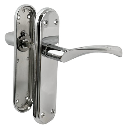 Marketplace JPG companion for Genova Door Handles Polished Chrome Twist Lever Latch on Modern Marina Backplate