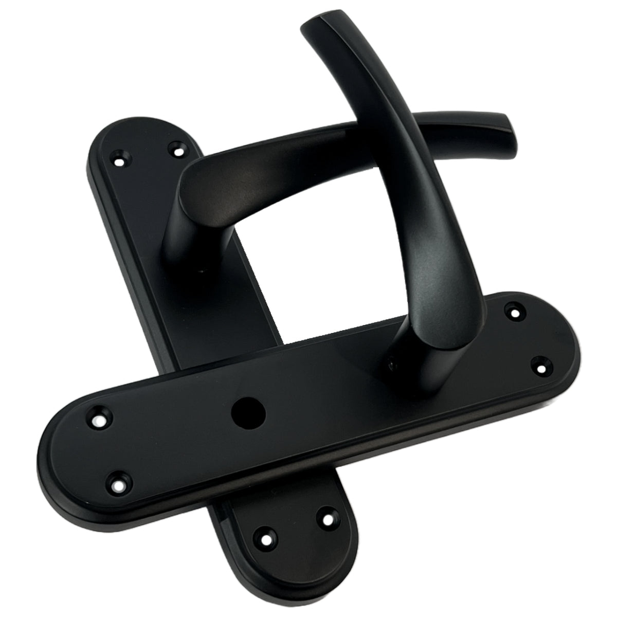 Marketplace JPG companion for Genova Door Handles Matt Black Twist Lever Bathroom Lock on Modern Marina Backplate