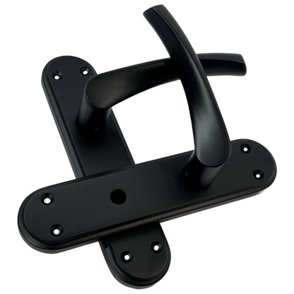 Marketplace JPG companion for Genova Door Handles Matt Black Twist Lever Bathroom Lock on Modern Marina Backplate
