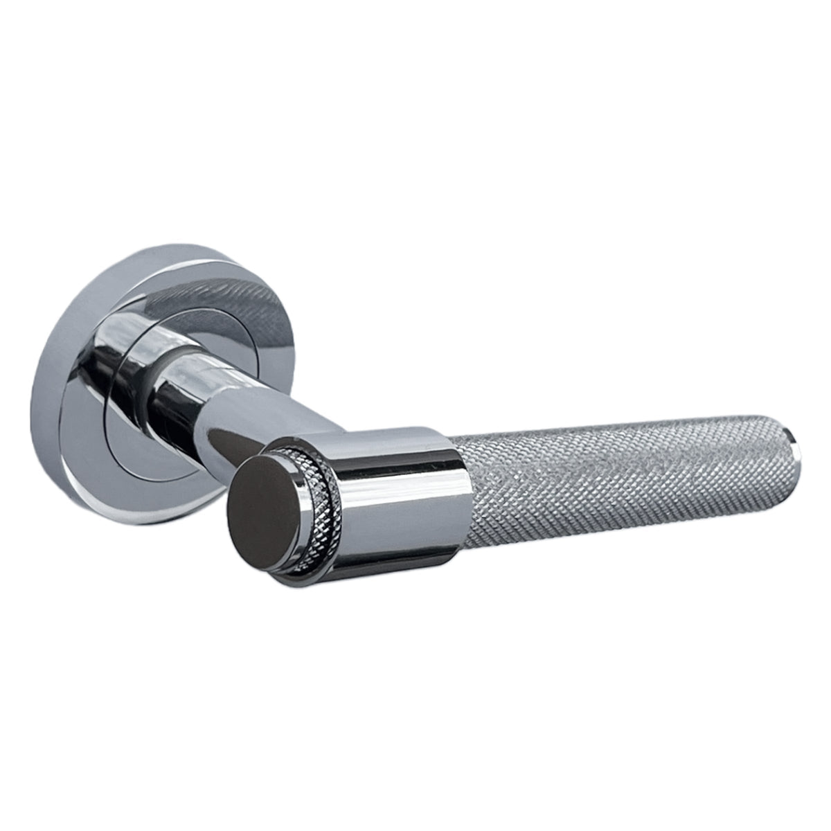 Marketplace JPG companion for Knurled Door Handles Chrome Loop & Neck Lever on Rose Key Lock Set