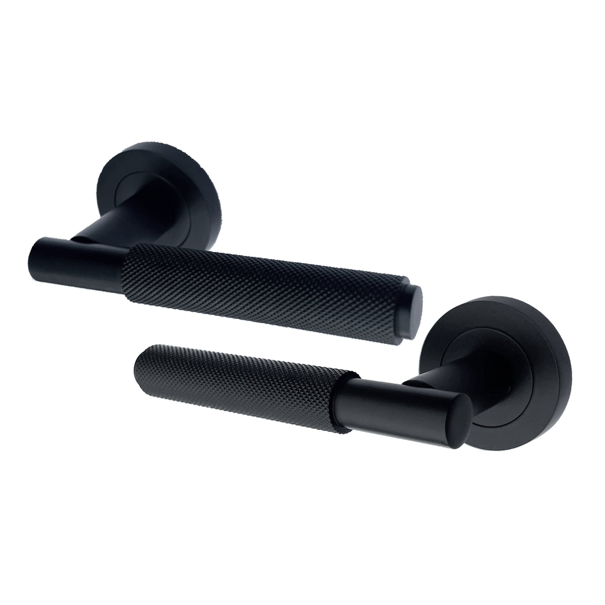 Marketplace JPG companion for Knurled Turning Door Handles Matt Black Lever on Round Rose Latch Handle Luxe