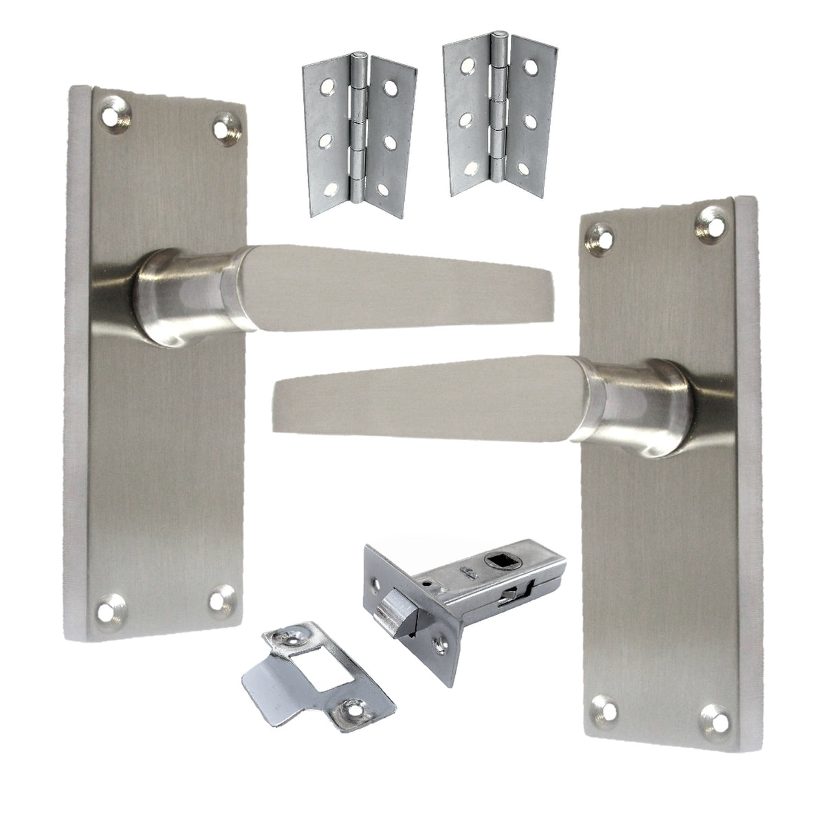 Marketplace JPG companion for Door Handles Victorian Straight Lever Satin Hinges & Latch Pack Set 120 X 42mm - 3"