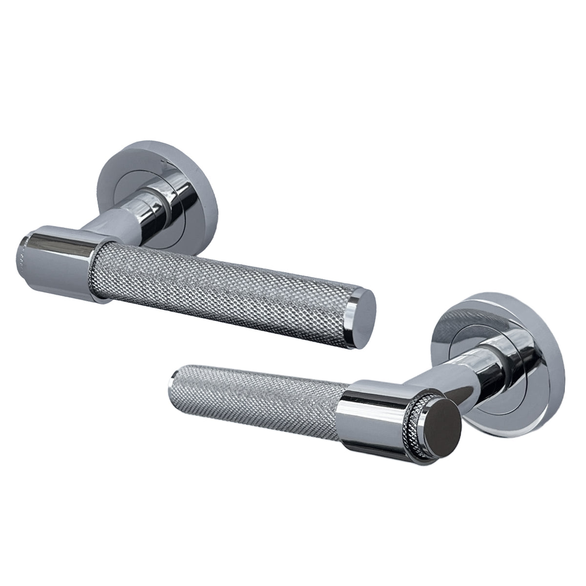 Marketplace JPG companion for Knurled Door Handles Chrome Loop & Neck Lever on Rose Key Lock Set