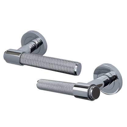 Marketplace JPG companion for Knurled Door Handles Chrome Loop & Neck Lever on Rose Key Lock Set