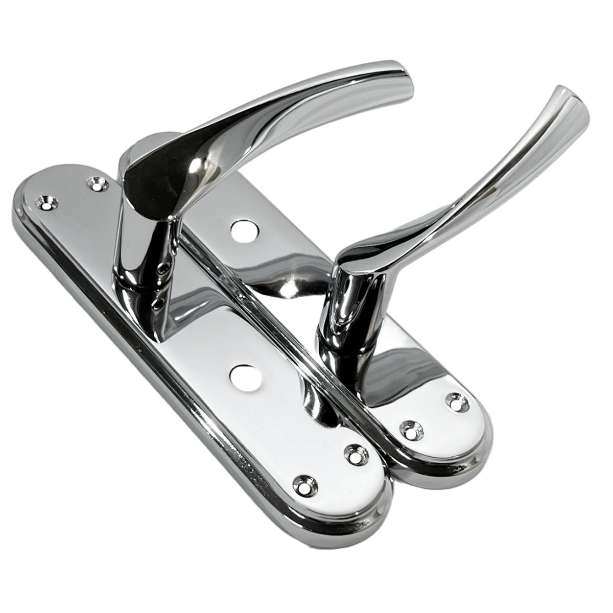 Marketplace JPG companion for Genova Door Handles Polished Chrome Twist Lever Bathroom Lock on Modern Marina Backplate