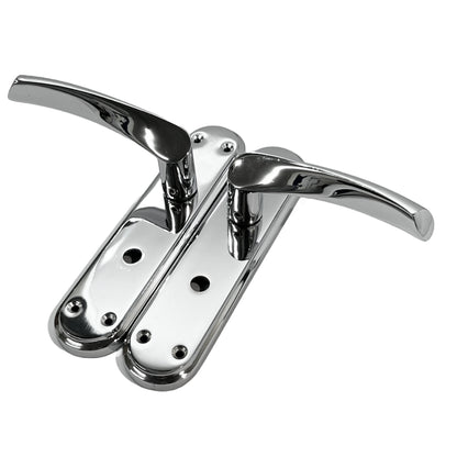Marketplace JPG companion for Genova Door Handles Polished Chrome Twist Lever Bathroom Lock on Modern Marina Backplate