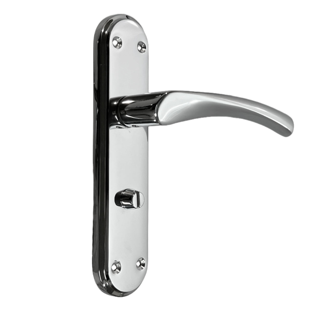 Marketplace JPG companion for Genova Door Handles Polished Chrome Twist Lever Bathroom Lock on Modern Marina Backplate