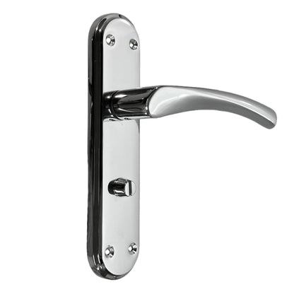 Marketplace JPG companion for Genova Door Handles Polished Chrome Twist Lever Bathroom Lock on Modern Marina Backplate