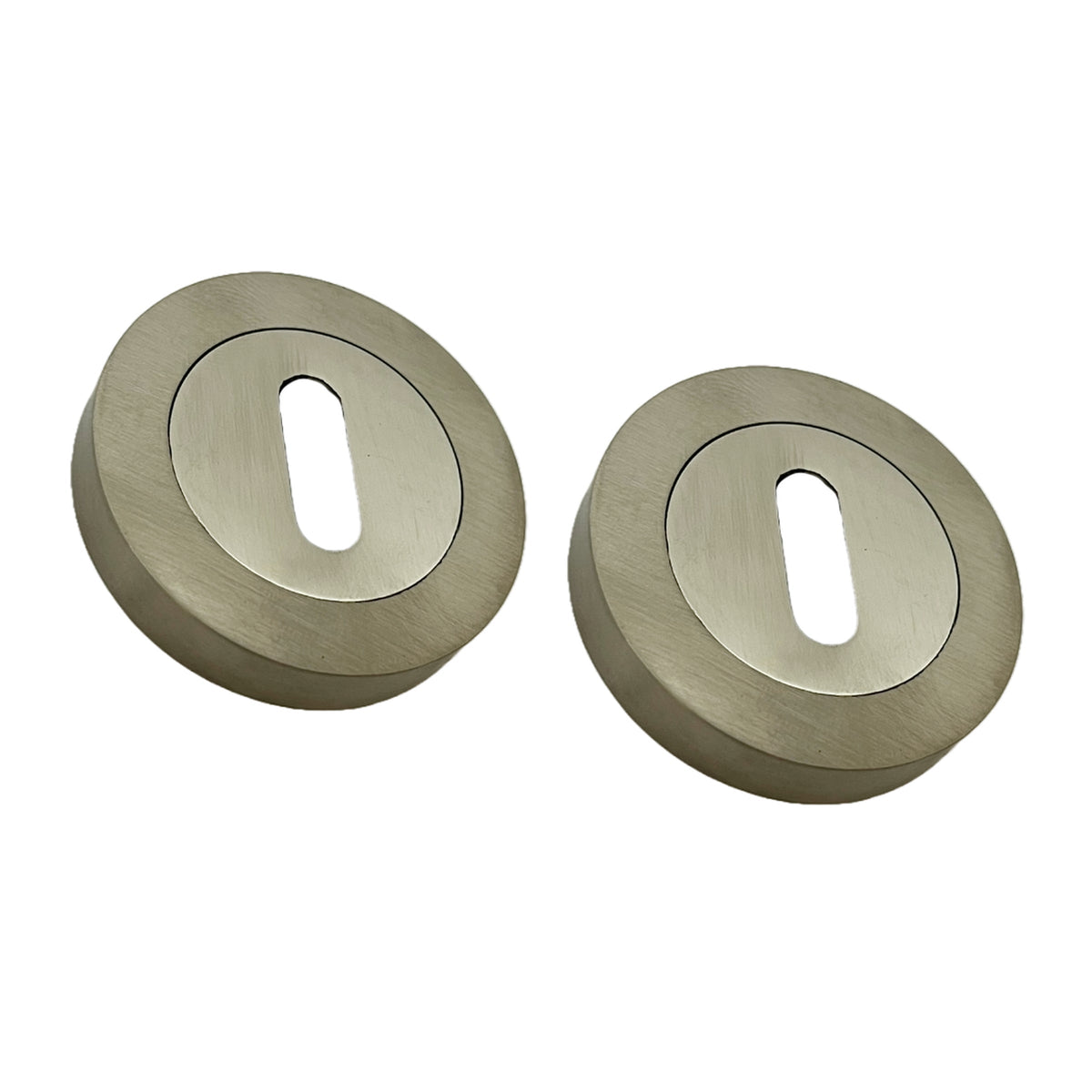 Marketplace JPG companion for Escutcheon Satin Pair Keyhole Cover Mortice Door Lock Cover - 52mm