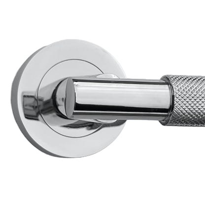 Marketplace JPG companion for Knurled Turning Door Handles Chrome Lever on Rose Latch Handle Set Luxe