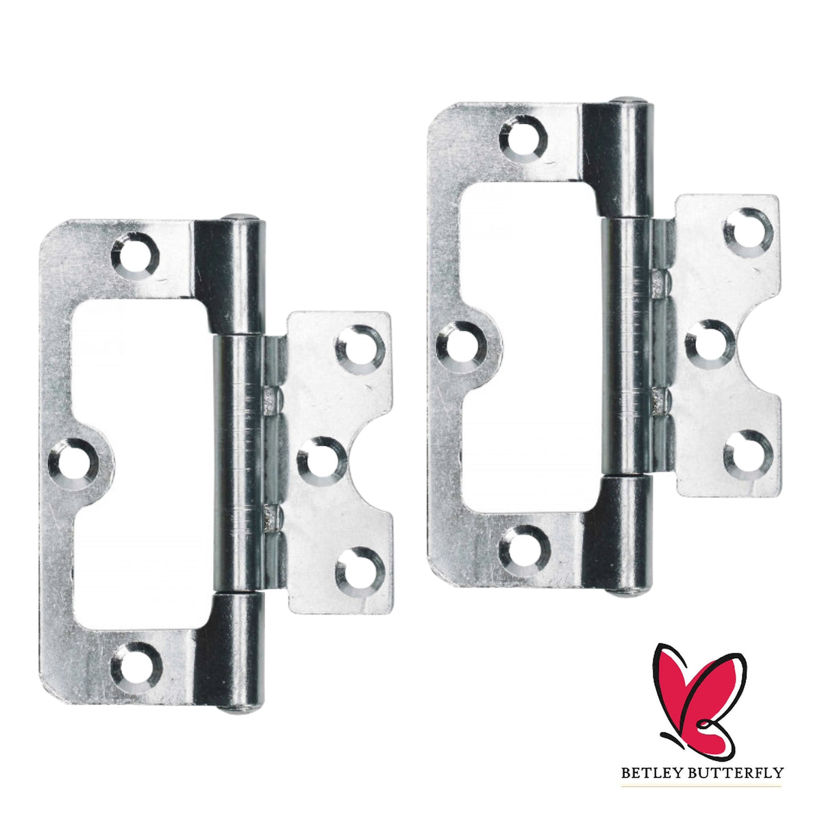 Marketplace JPG companion for Flush Hurl Hinges Pair Cupboard Cabinet Door 50 60 75 100mm Zinc Plated Flat Fitting