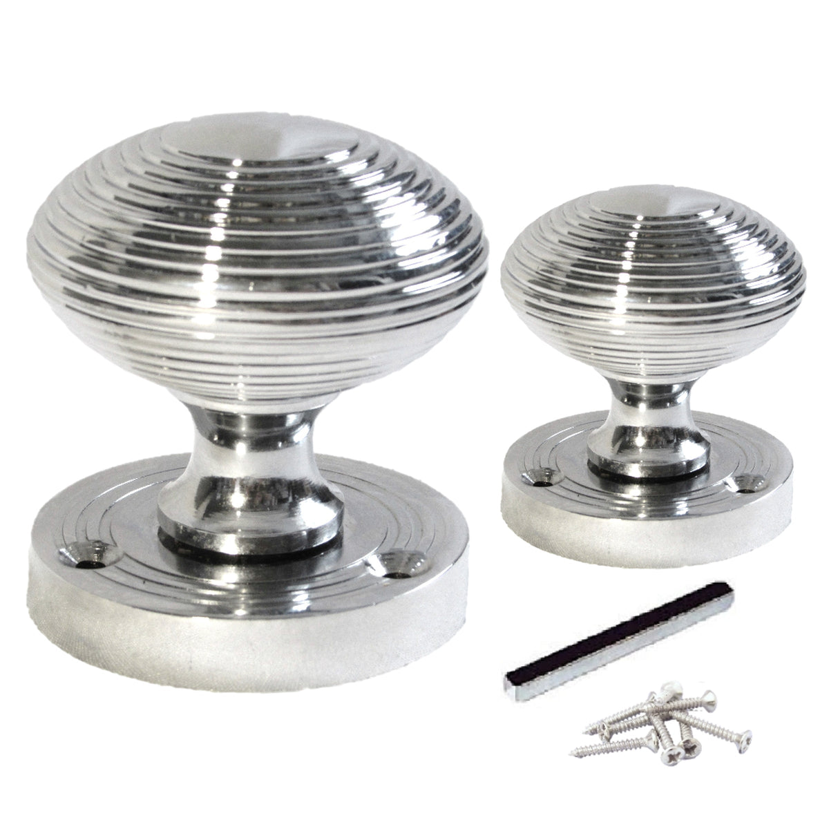 Marketplace JPG companion for Door Knobs Reeded Round Internal Mortice Knob - Chrome Bath Thumb Turn Lock 56mm