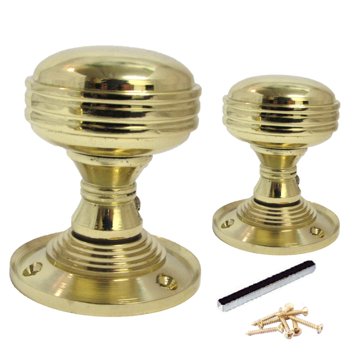 Marketplace JPG companion for Multipack Door Knobs Brass Mortice Round Reeded Heavy Knob 1/4/6 Pairs