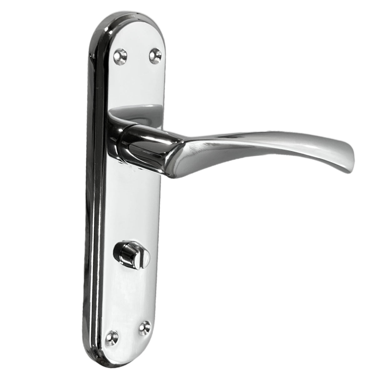 Marketplace JPG companion for Genova Door Handles Polished Chrome Twist Lever Bathroom Lock on Modern Marina Backplate