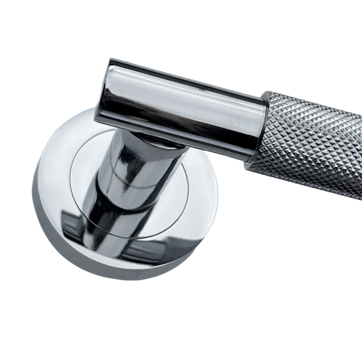 Marketplace JPG companion for Knurled Turning Door Handles Chrome Lever on Rose Latch Handle Key Lock Set