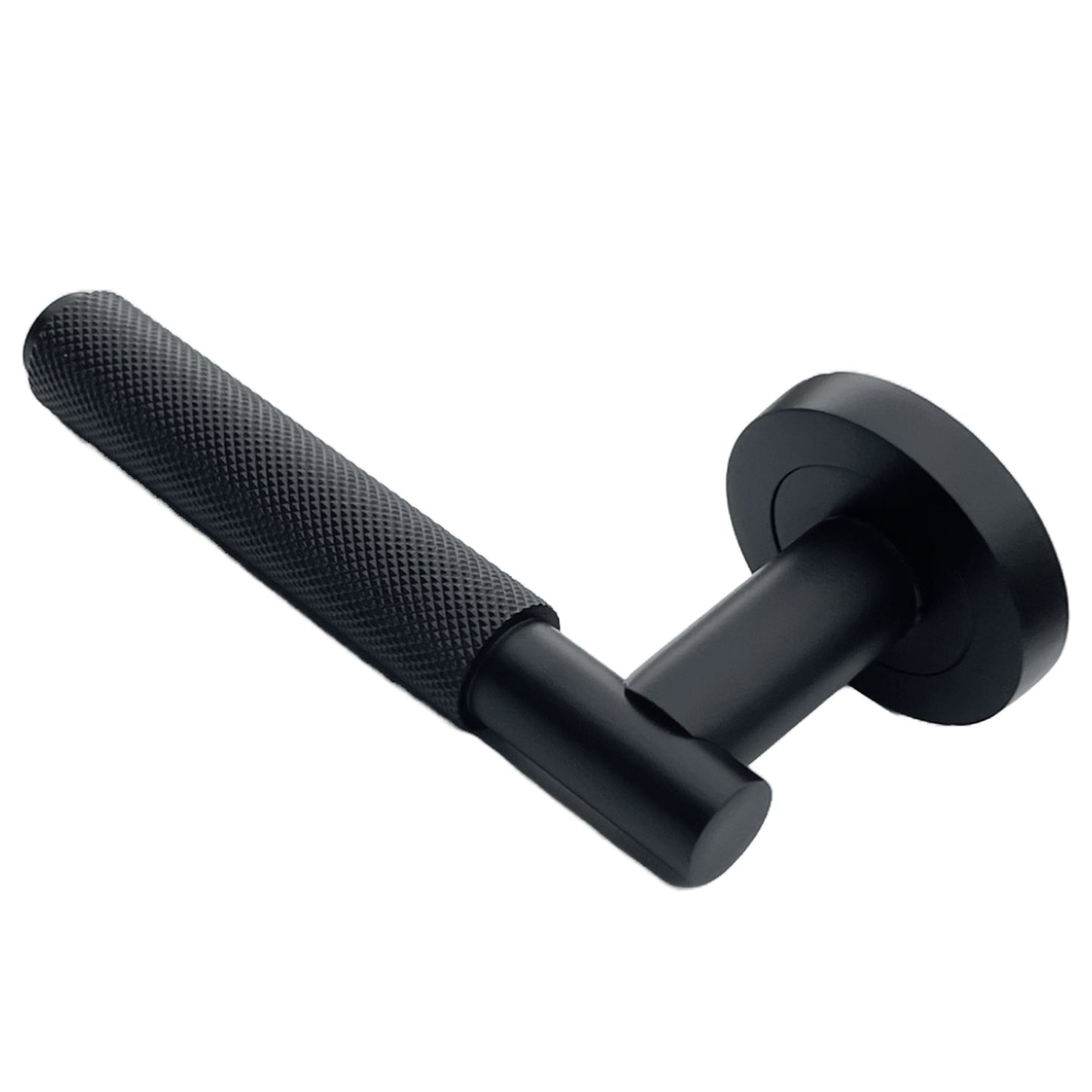 Marketplace JPG companion for Knurled Turning Door Handles Matt Black Lever on Round Rose Latch Handle Luxe