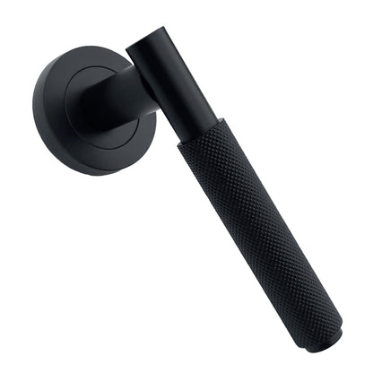 Marketplace JPG companion for Knurled Turning Door Handles Matt Black Lever on Round Rose Latch Handle Luxe