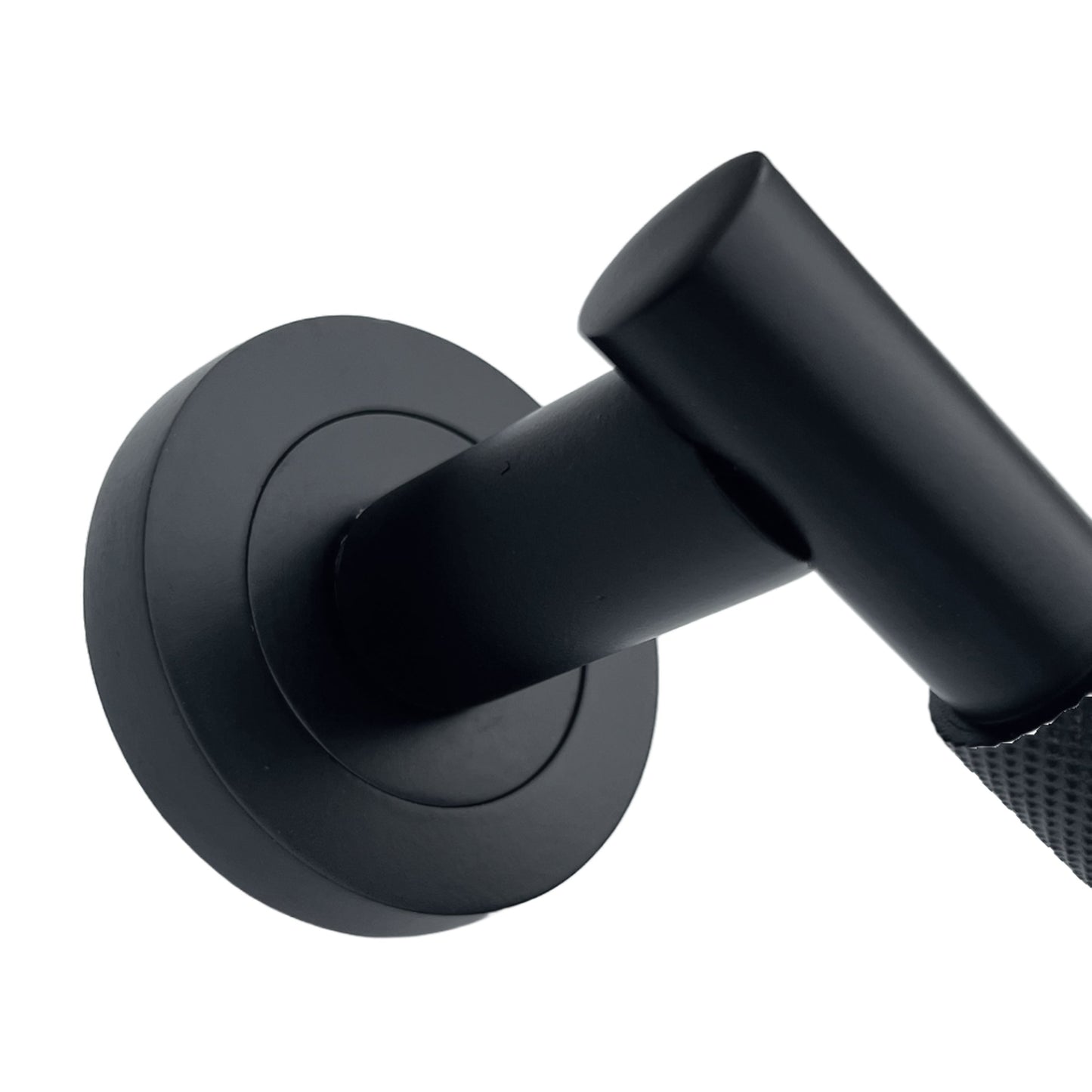 Marketplace JPG companion for Knurled Turning Door Handles Matt Black Lever on Round Rose Latch Handle Luxe